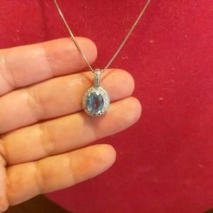 Aquamarine Necklace Stamped 925, OL